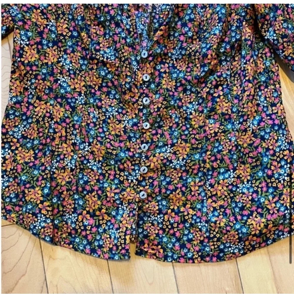 NWT Free People I Found You Printed Top in Navy Combo size medium